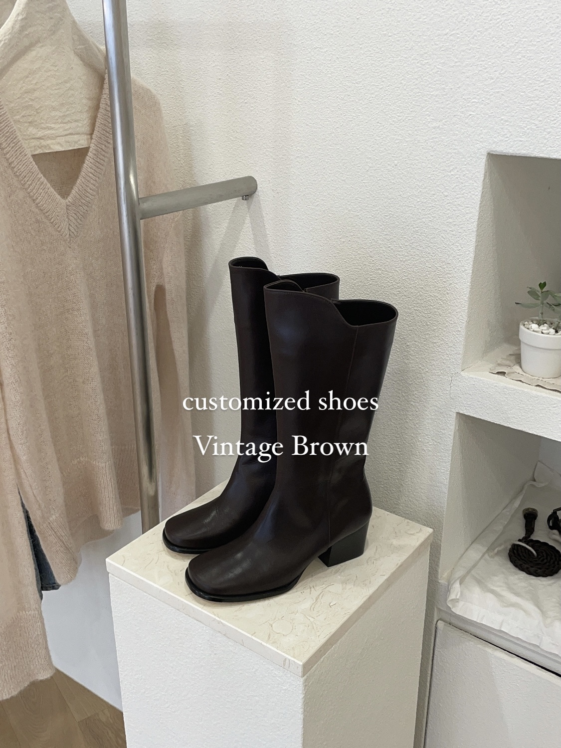 Vintage leather middle boots [order made]