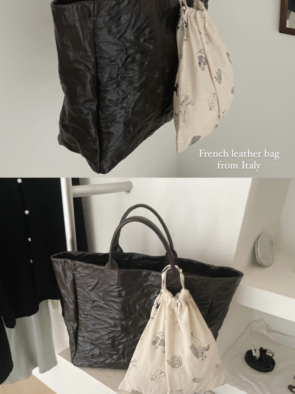 French leather bag from Italy