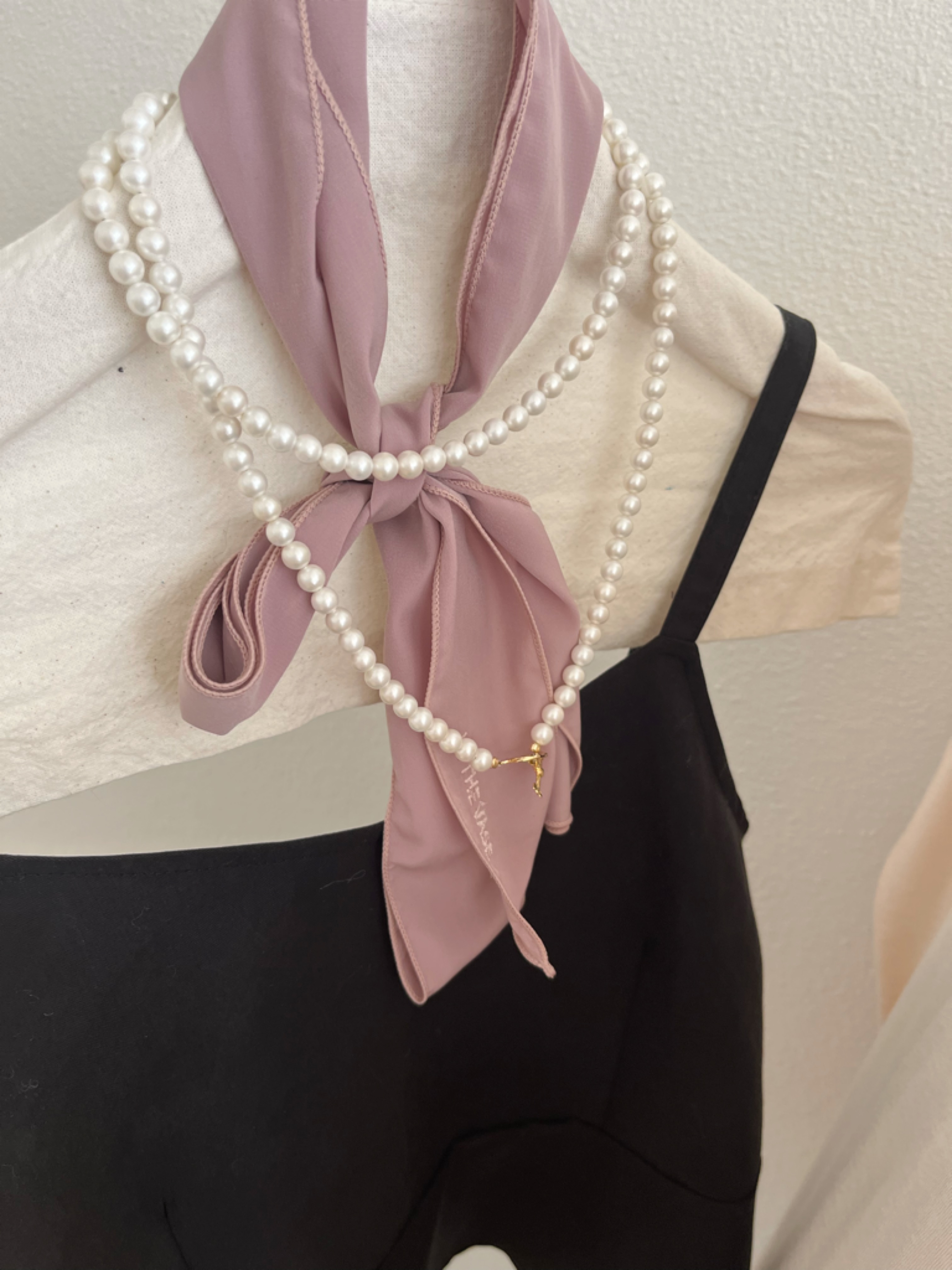 Heart pearl long necklace